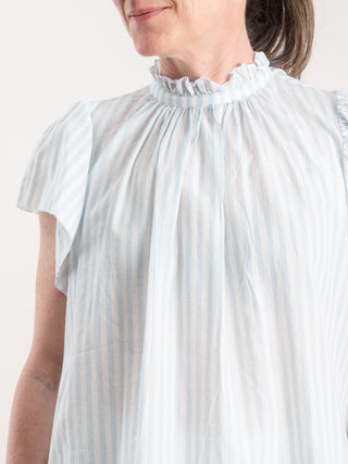 carla high neck shirt - blue stripe