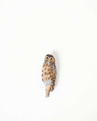 barred owl brooch pin - multi