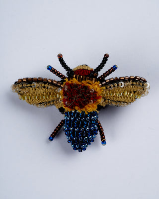 blue banded bee brooch