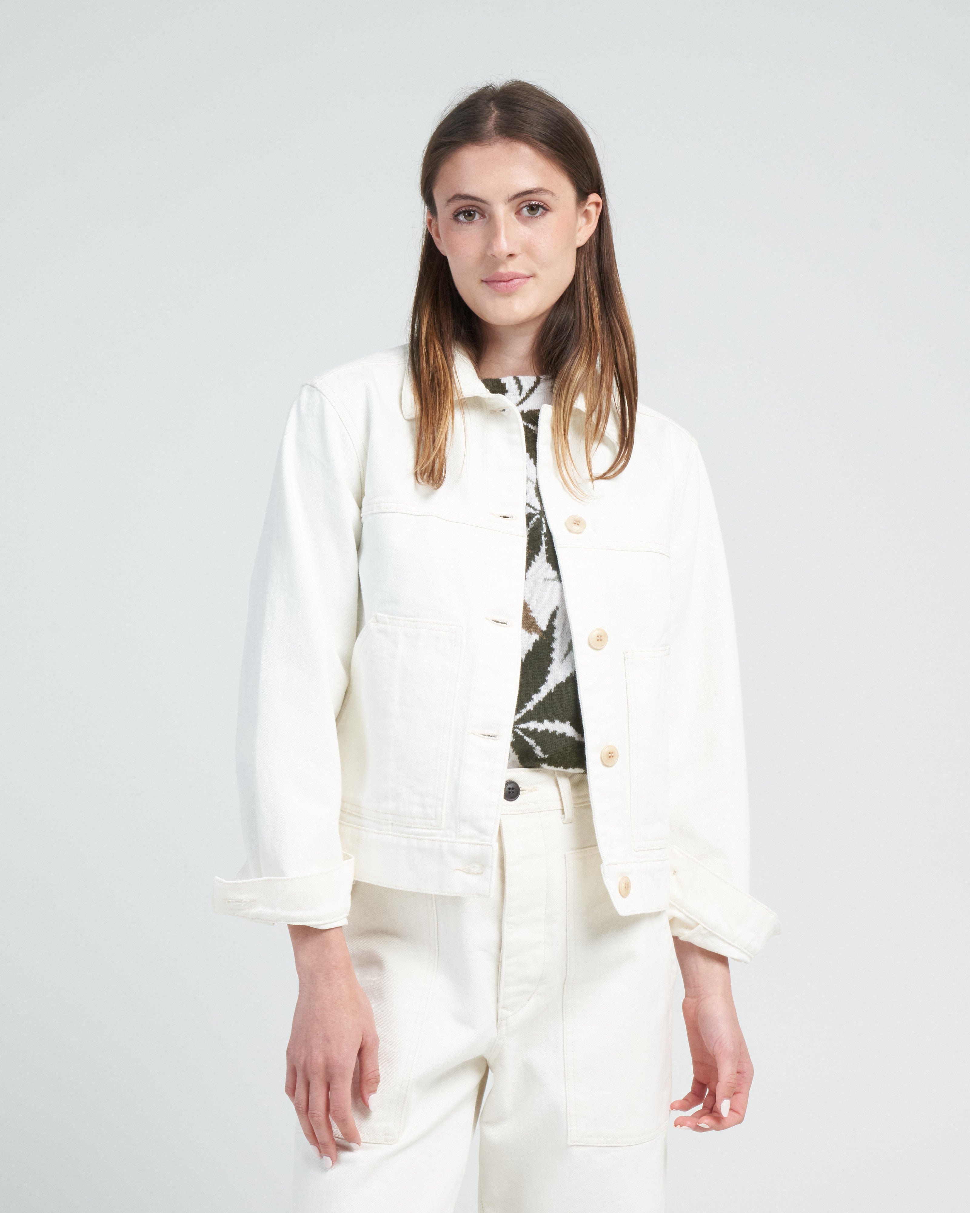 Michael Stars Women's Linen Jean Jacket, White, L : Amazon.in: Fashion