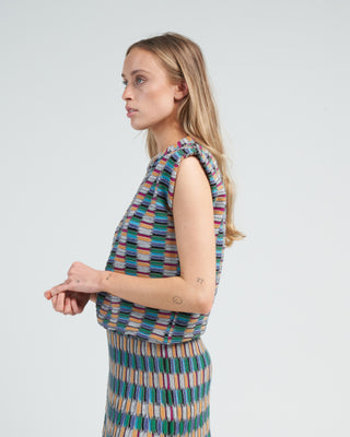 structured top zellige stitch - multi black