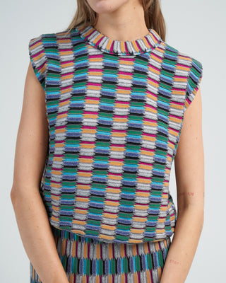 structured top zellige stitch - multi black