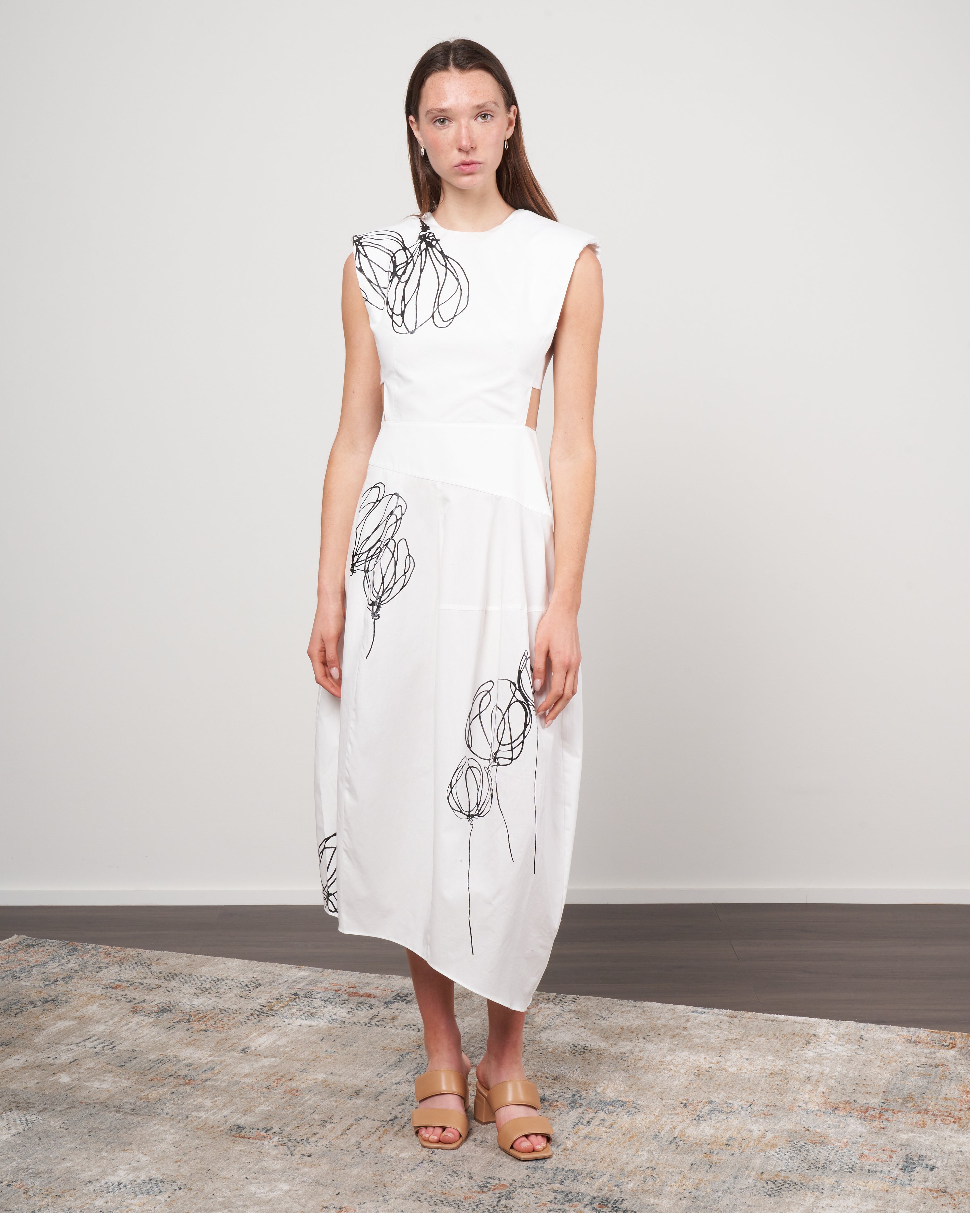 Tibi Tulipe Dress White/Black Multi Whbkm Tibi Tulipe Dress White/Black Multi Whbkm