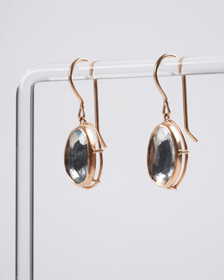 aquamarine drop earrings - gold and blue