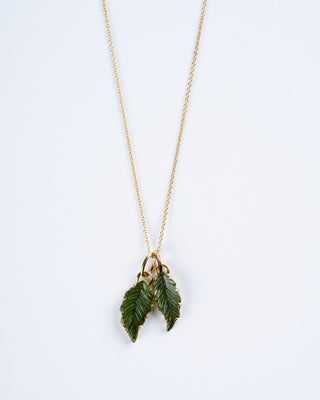 handcarved leaf pendant - green tourmaline