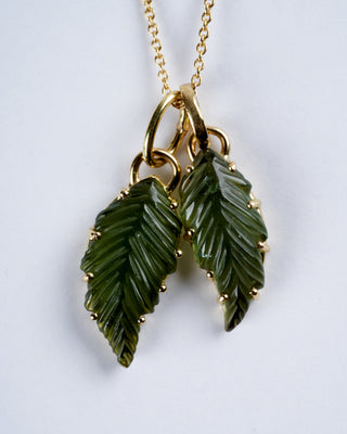 handcarved leaf pendant - green tourmaline