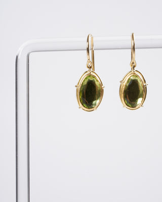 peridot drop earrings - gold and green