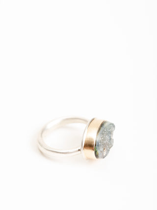 turkish green drusy and diamond ring