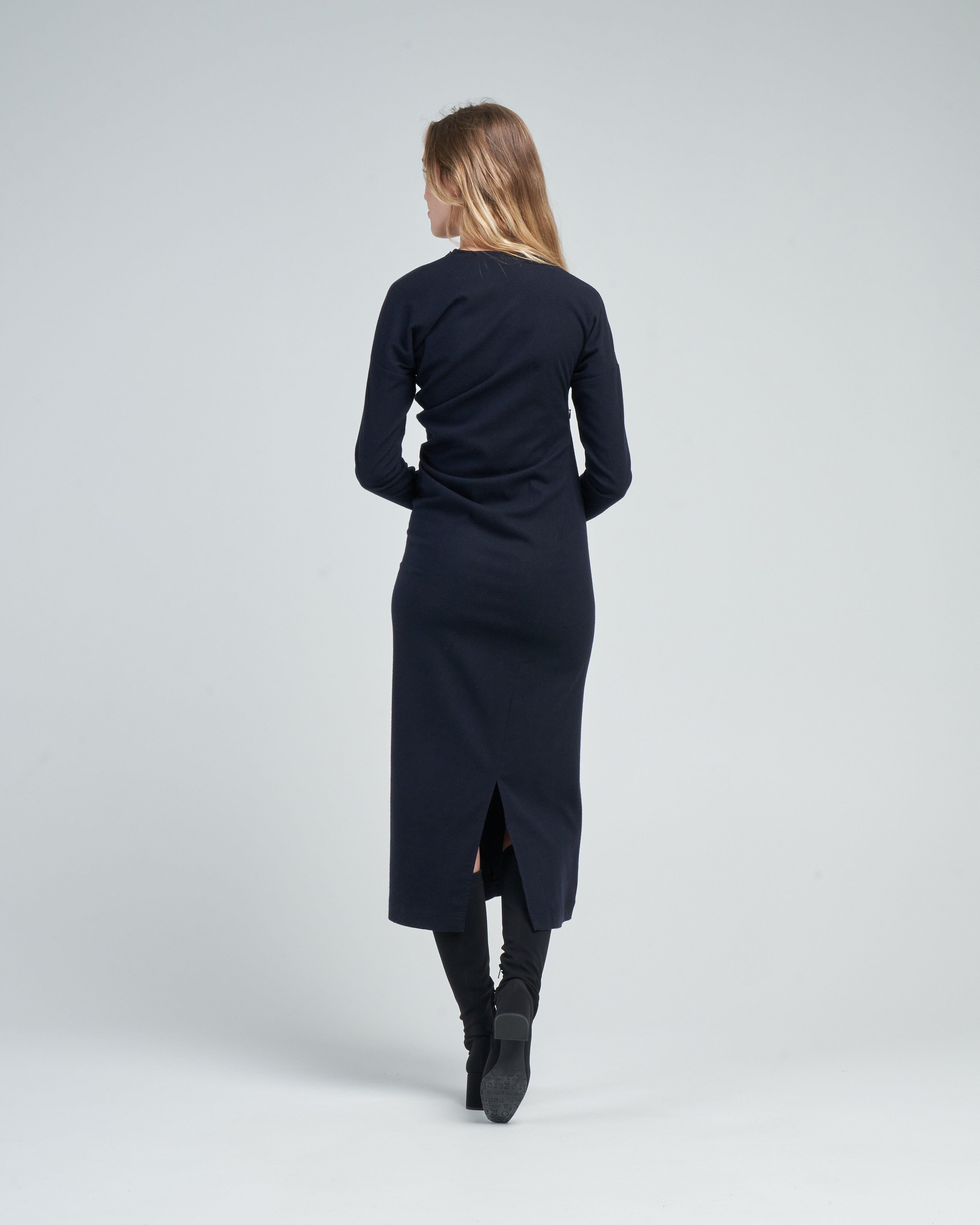 Toteme Twisted Flannel Dress Navy