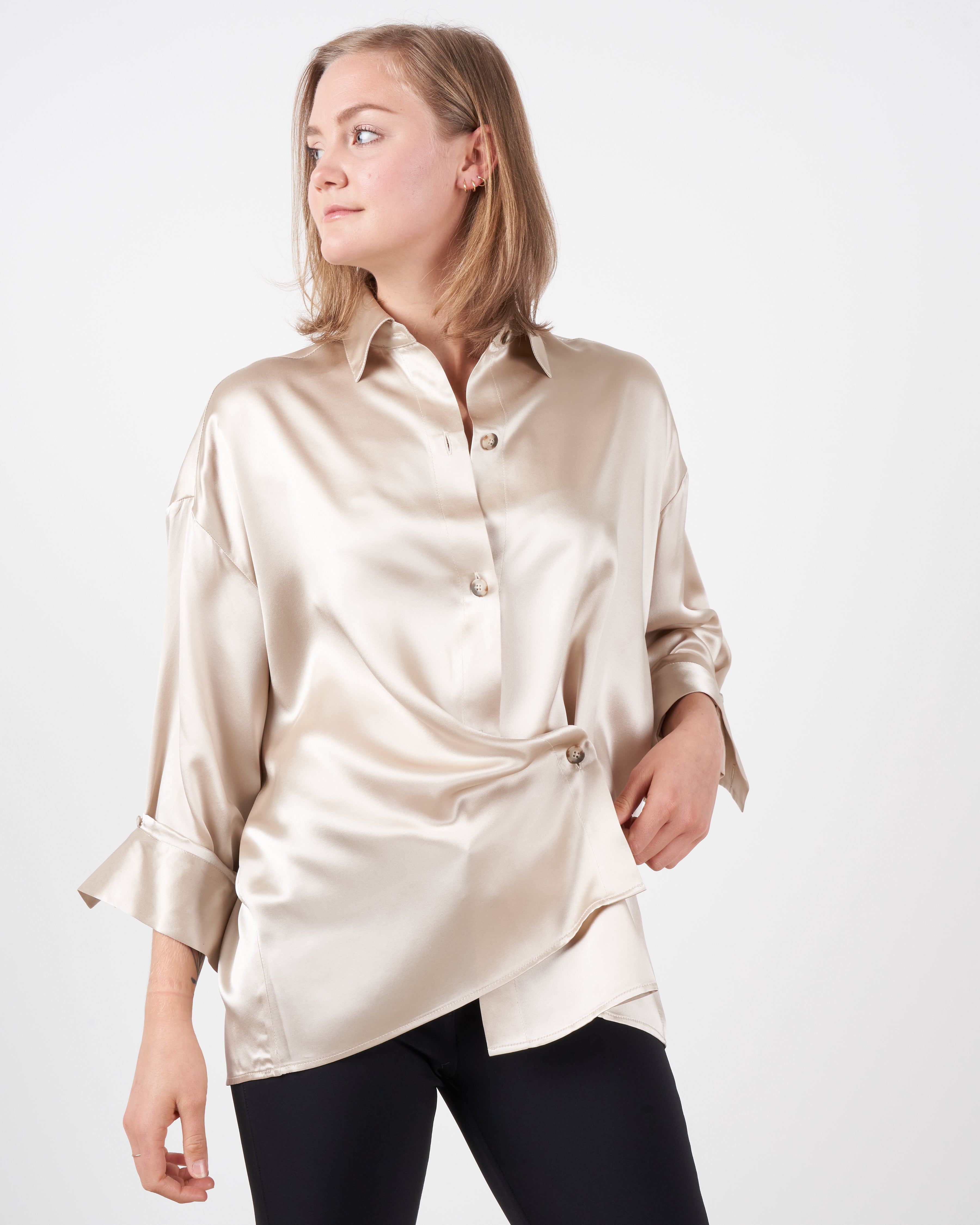 Twp Satin Sheets Shirt Champagne Twp Satin Sheets Shirt Champagne