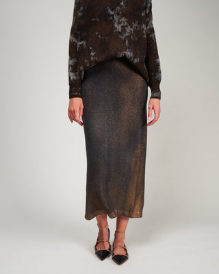 ultralight needle stitched skirt - nero + lamina bronzo