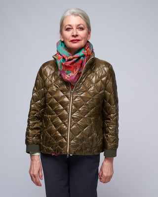 ultralight quilted a-line short jacket - military