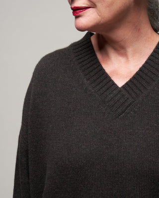 v-neck sweater - licorice