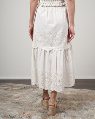 vienne eyelet tiered skirt - white