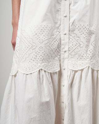 vienne eyelet tiered skirt - white