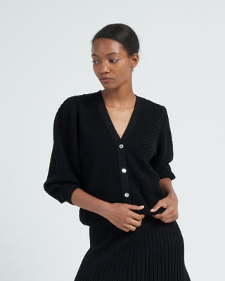 v-neck couture knit cardigan - black