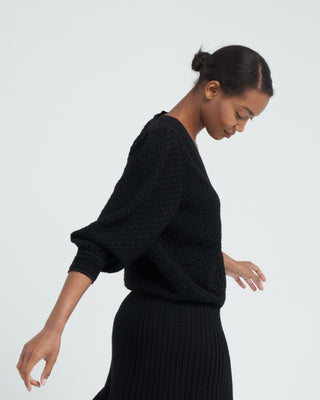 v-neck couture knit cardigan - black
