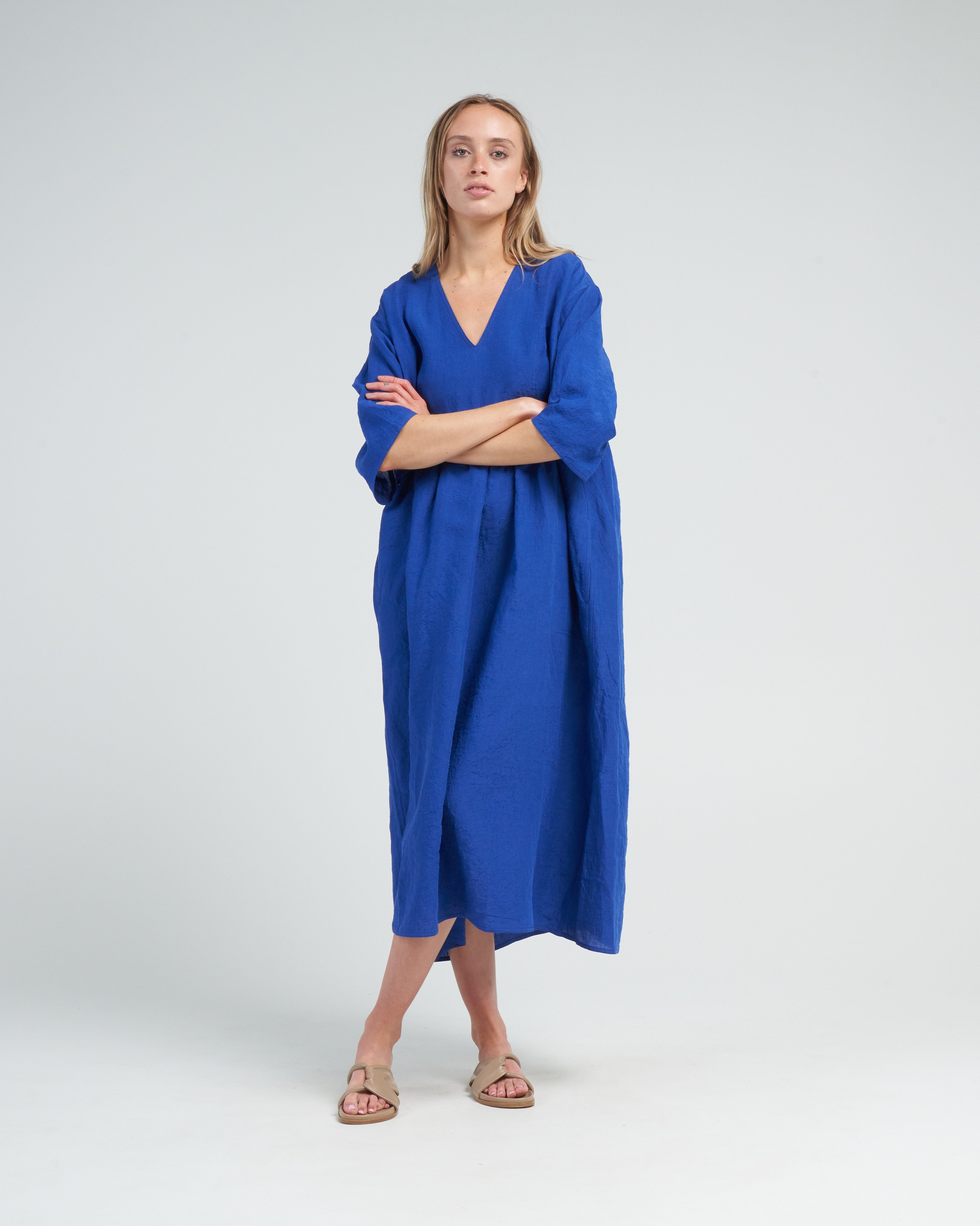 Sofie Dhoore V-Neck Linen Dress Touareg Sofie Dhoore V-Neck Linen Dress Touareg