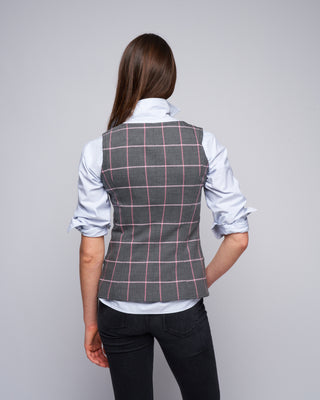 waistcoat - grey/pink windowpane