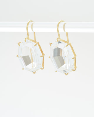 white topaz octagon drop earrings