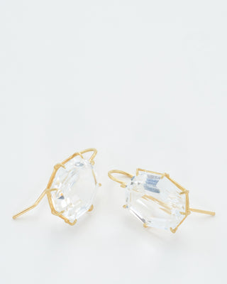 white topaz octagon drop earrings