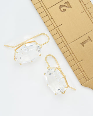 white topaz octagon drop earrings