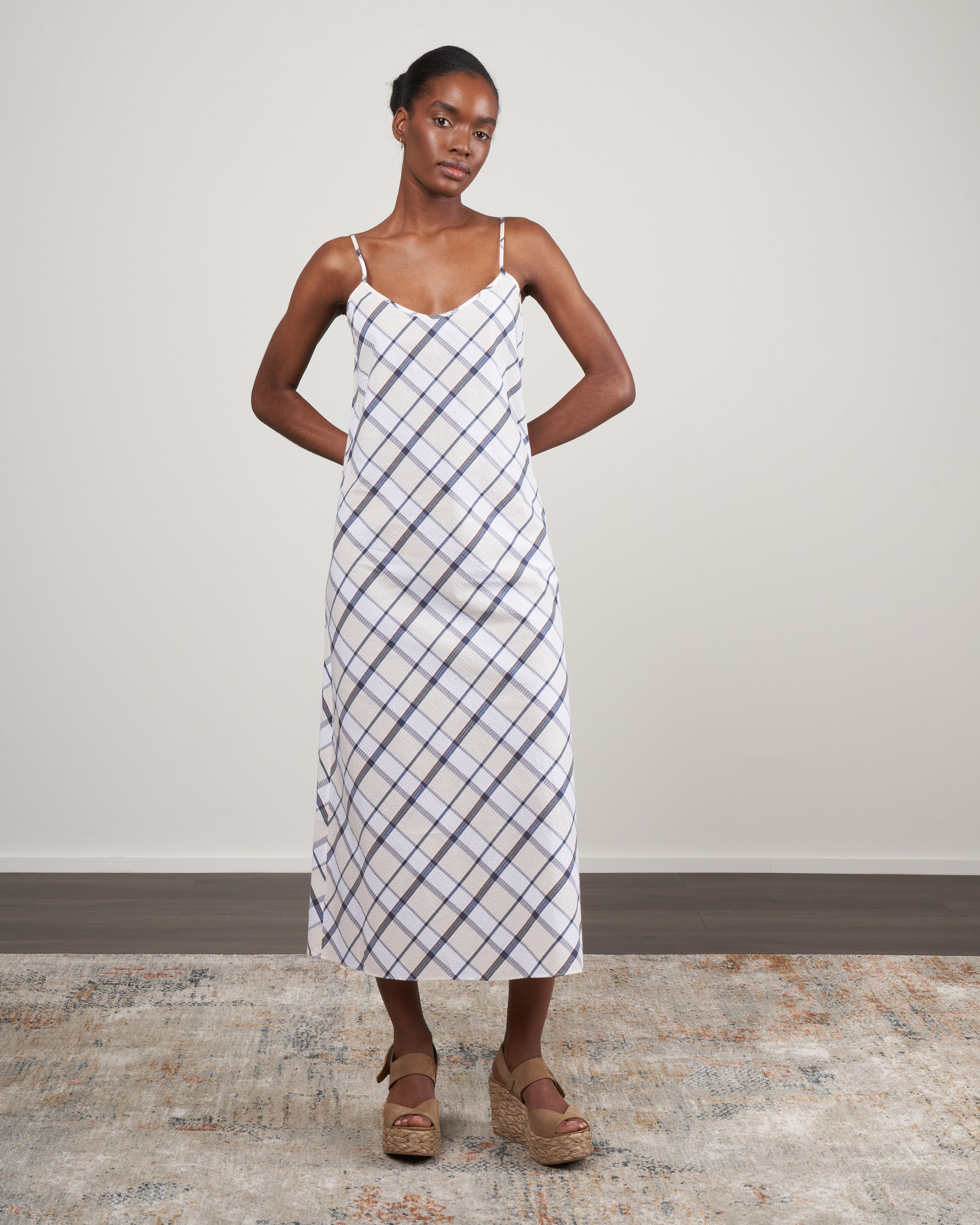 Lee Mathews Wiley Cami Dress Blue Check