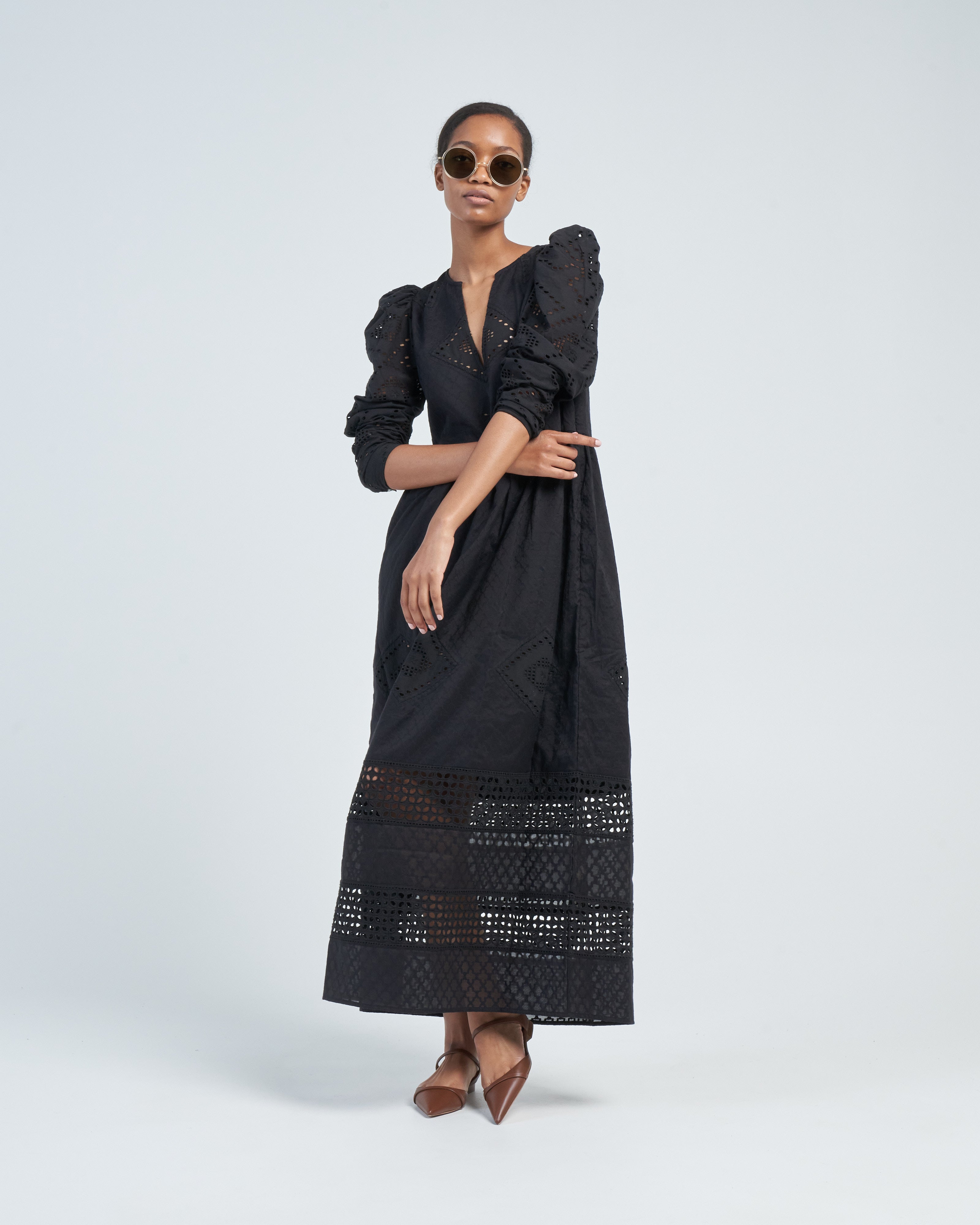 Alix Of Bohemia Winifred Black Eyelet Dress Black Obsidian