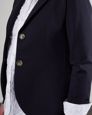 women fitted blazer techno viscose - navy blue