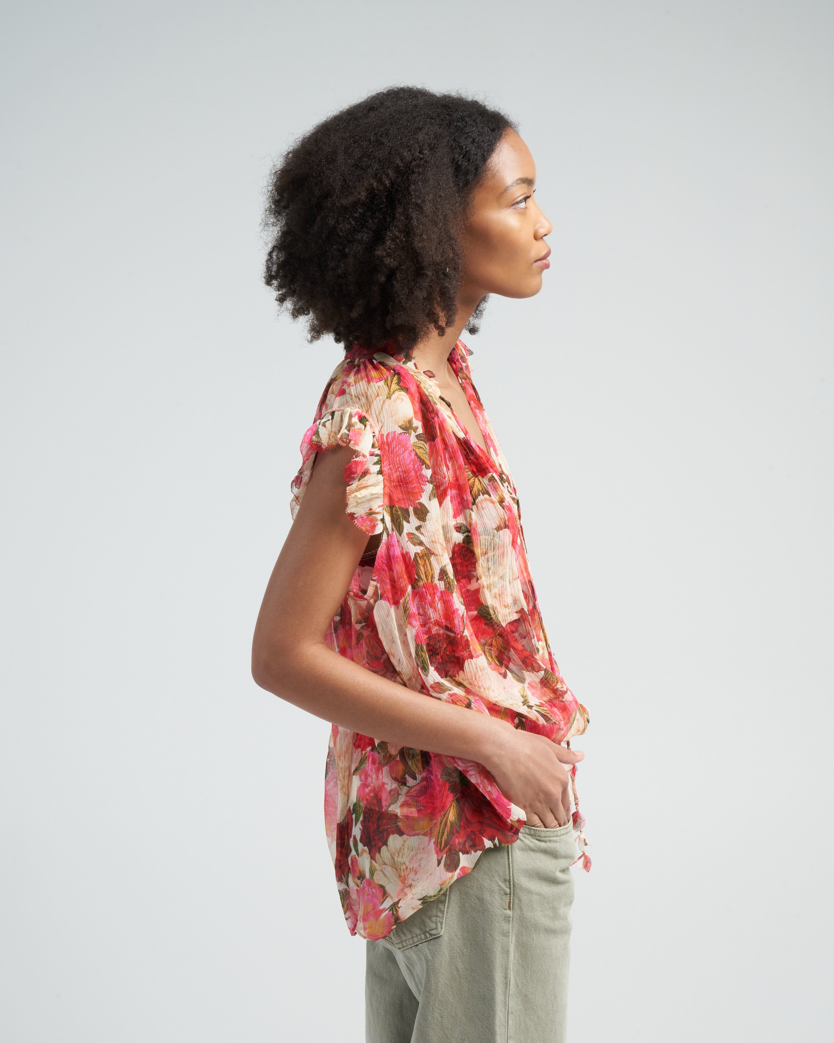 Zimmermann Wonderland Frilled Tank Pink Peonies