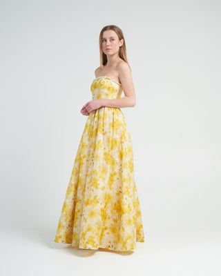 wonderland shell gown - daffodil print
