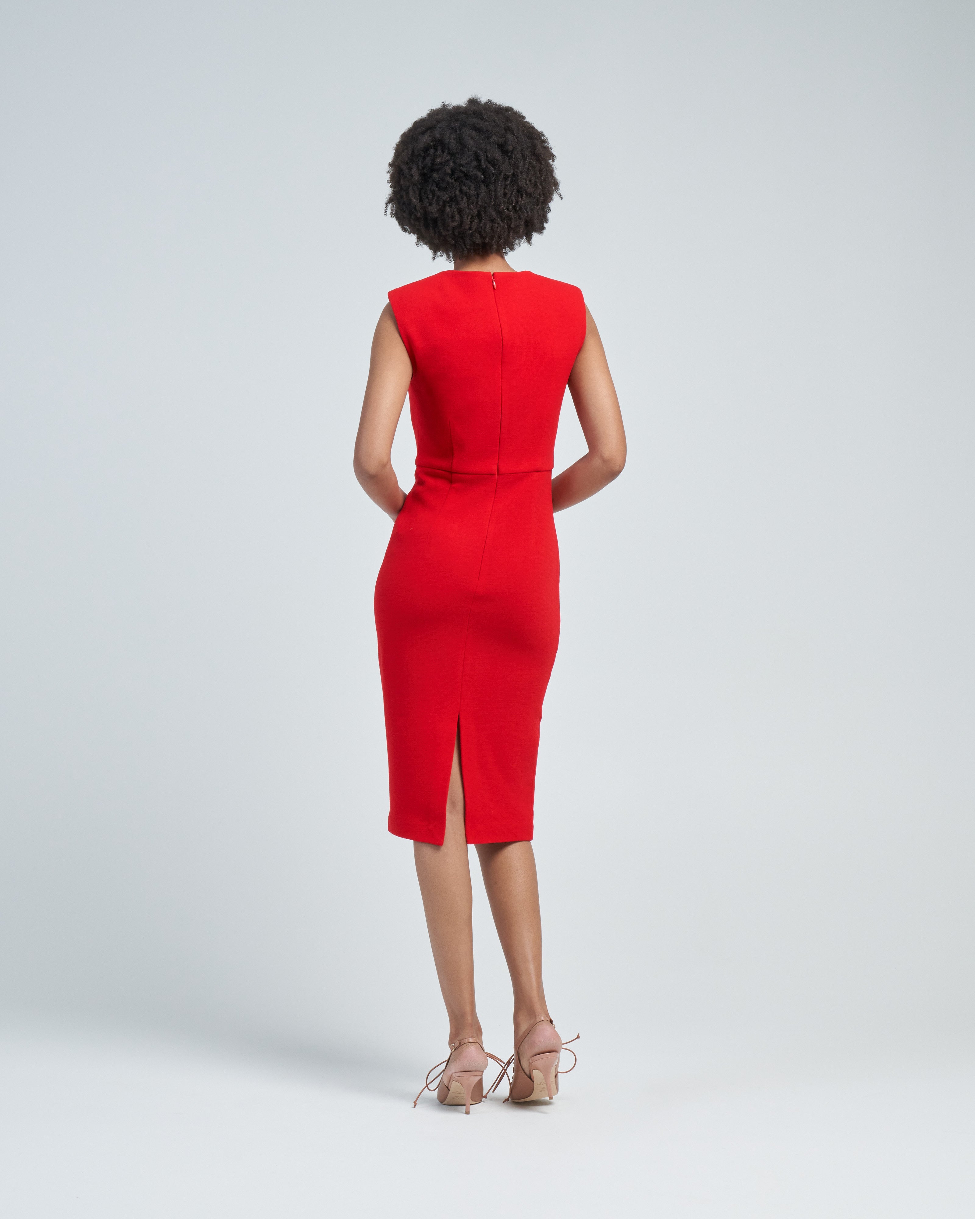 Roland Mouret Wool Crepe Midi Dress Red Red