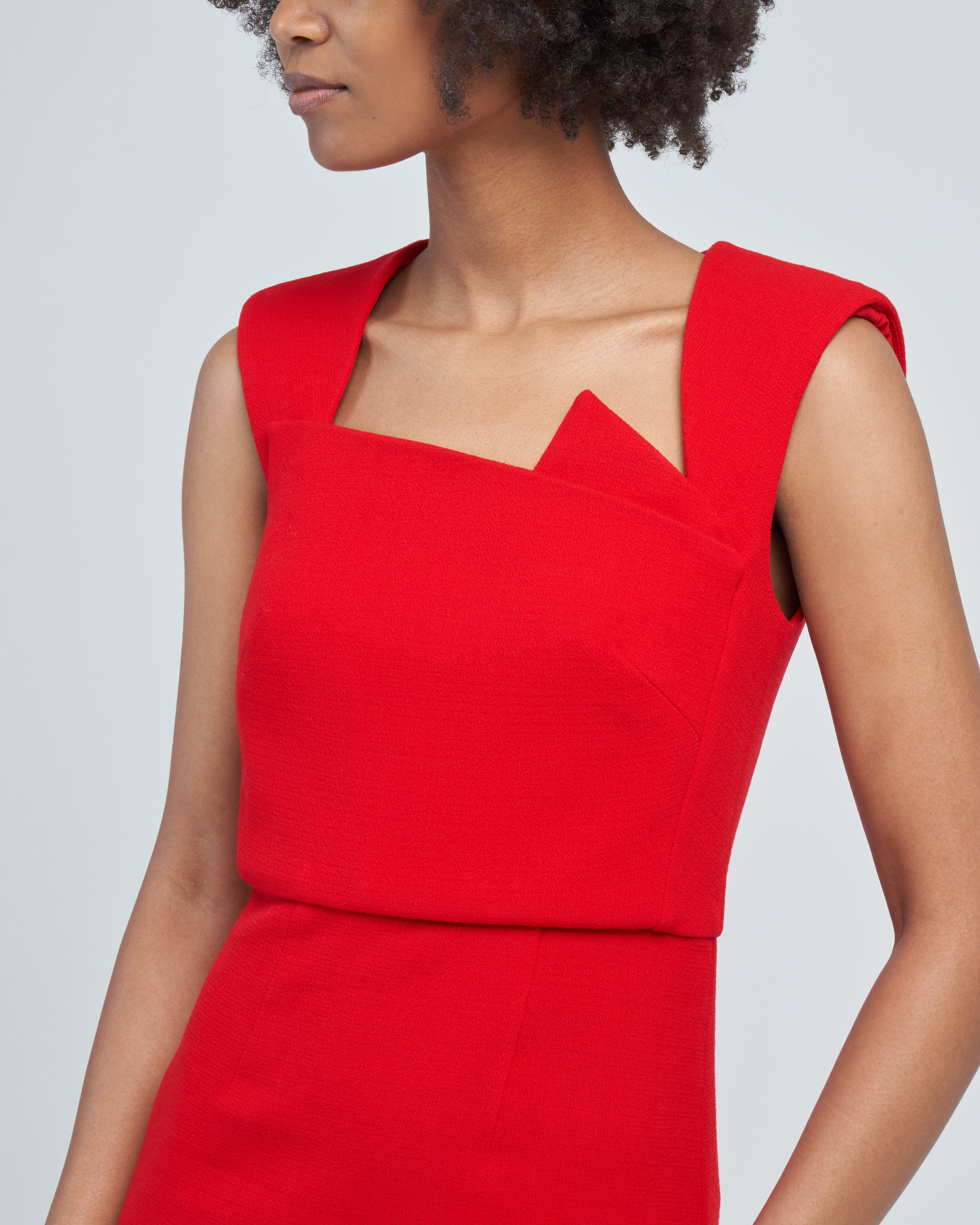 Roland Mouret Wool Crepe Midi Dress Red Red