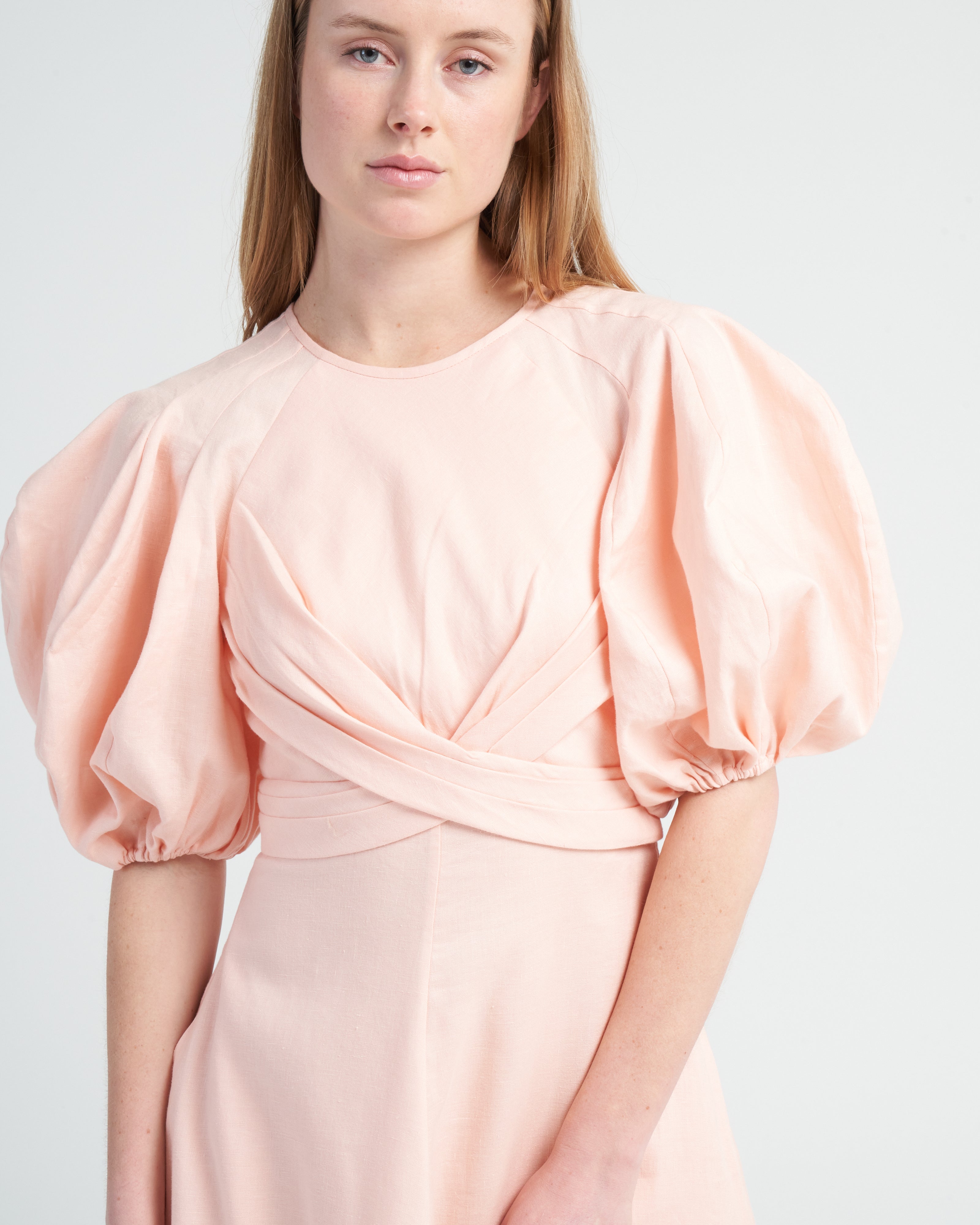 Zimmermann Wrap Midi Dress Soft Pink