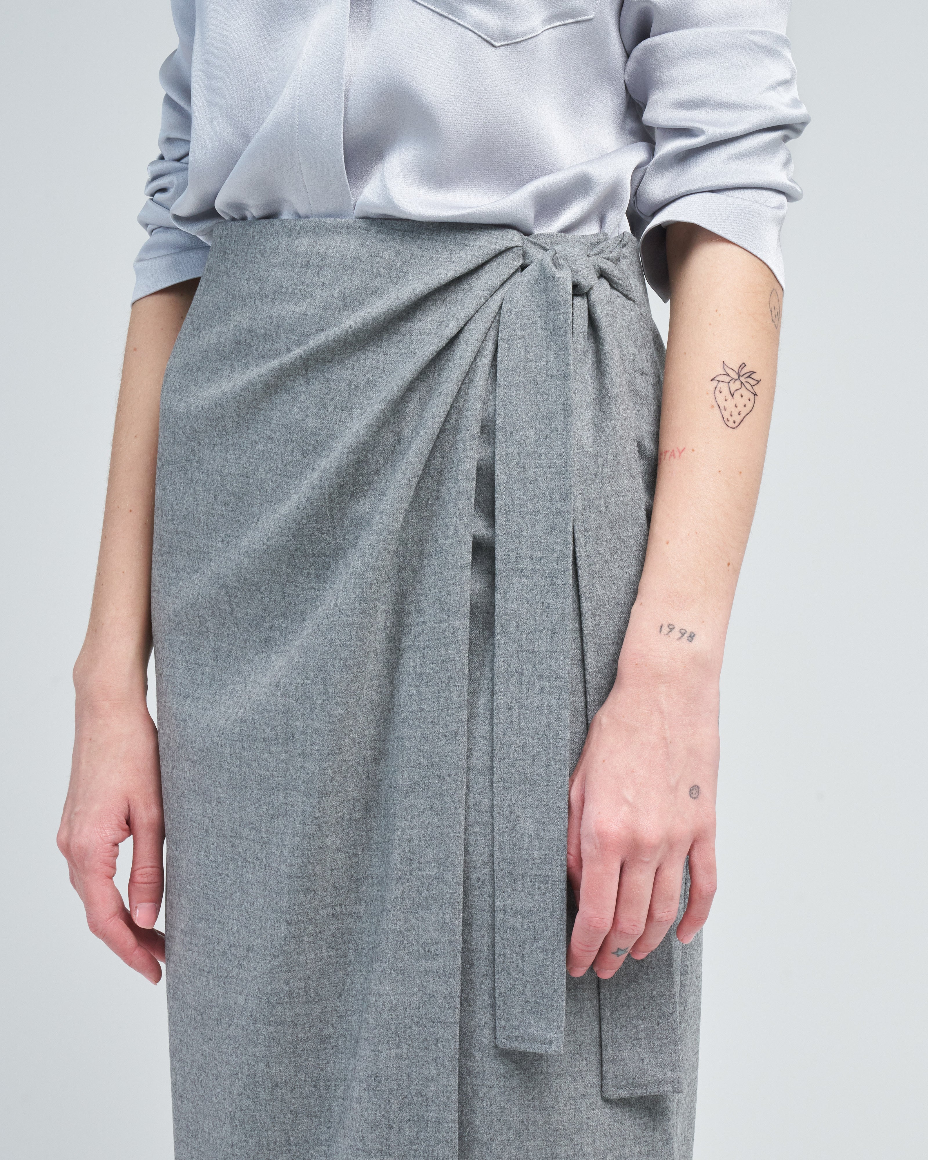Piazza Sempione Wrap Skirt Grey Wool