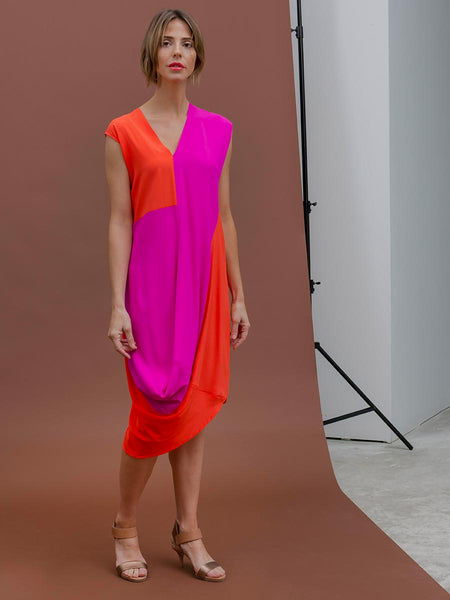 Zero + Maria Cornejo Loop Dress in Fuschia and Orange