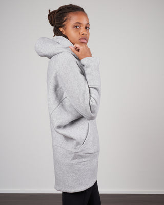 brushed terry hooded parka - heather grey