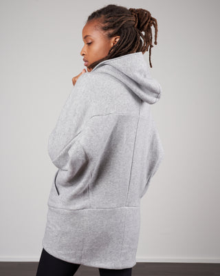 brushed terry hooded parka - heather grey