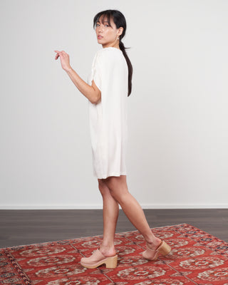 ruched muscle tunic - white silk charmeuse