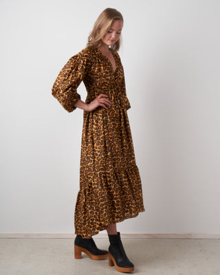 amelie draw long dress - leopard