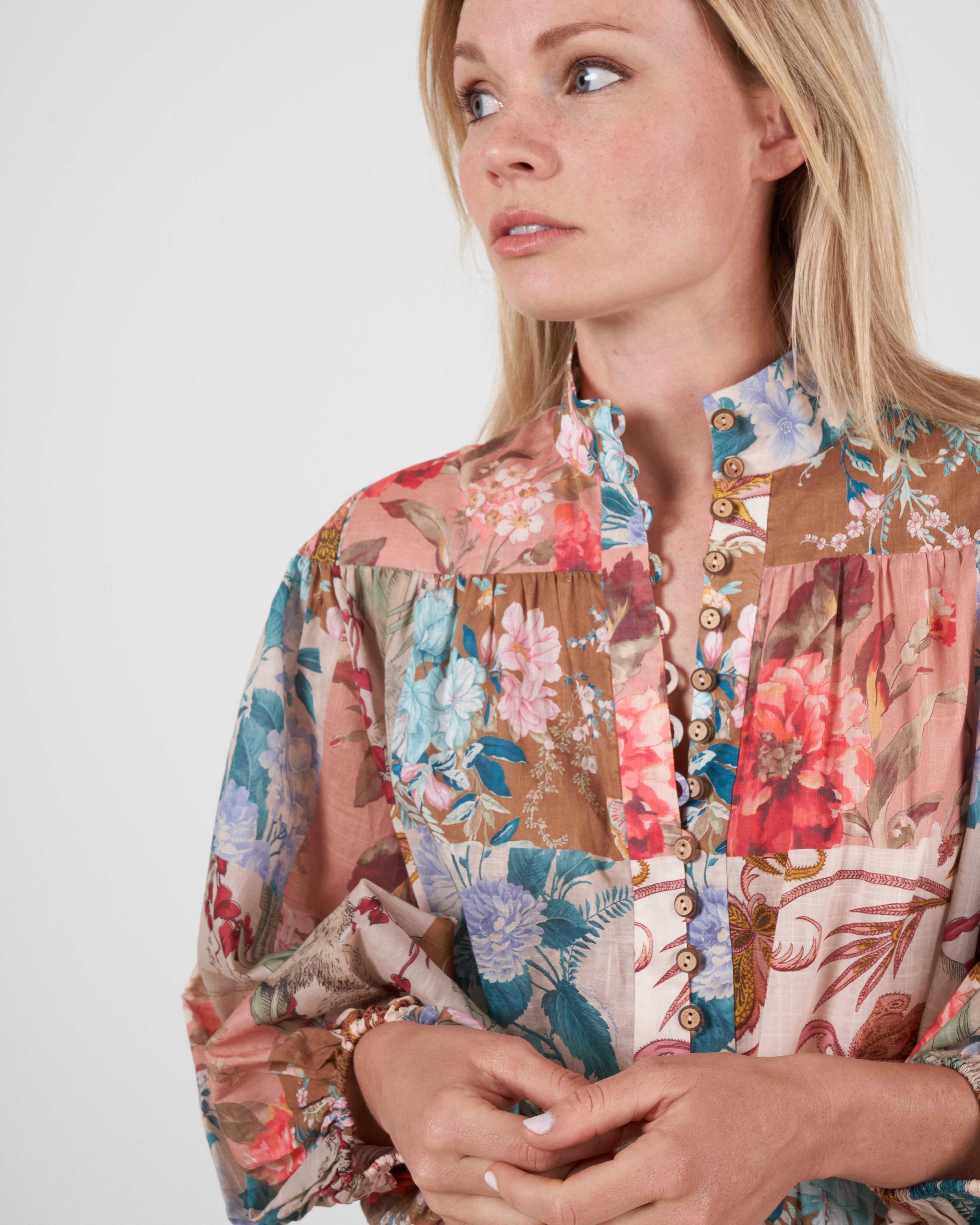cassia drop waist mini dress - patchwork floral pkfl cassia drop waist mini dress - patchwork floral pkfl