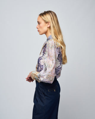 celestial spliced blouse - spliced lavender floral