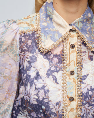 celestial spliced blouse - spliced lavender floral