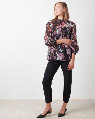 charm tiered blouse - black floral