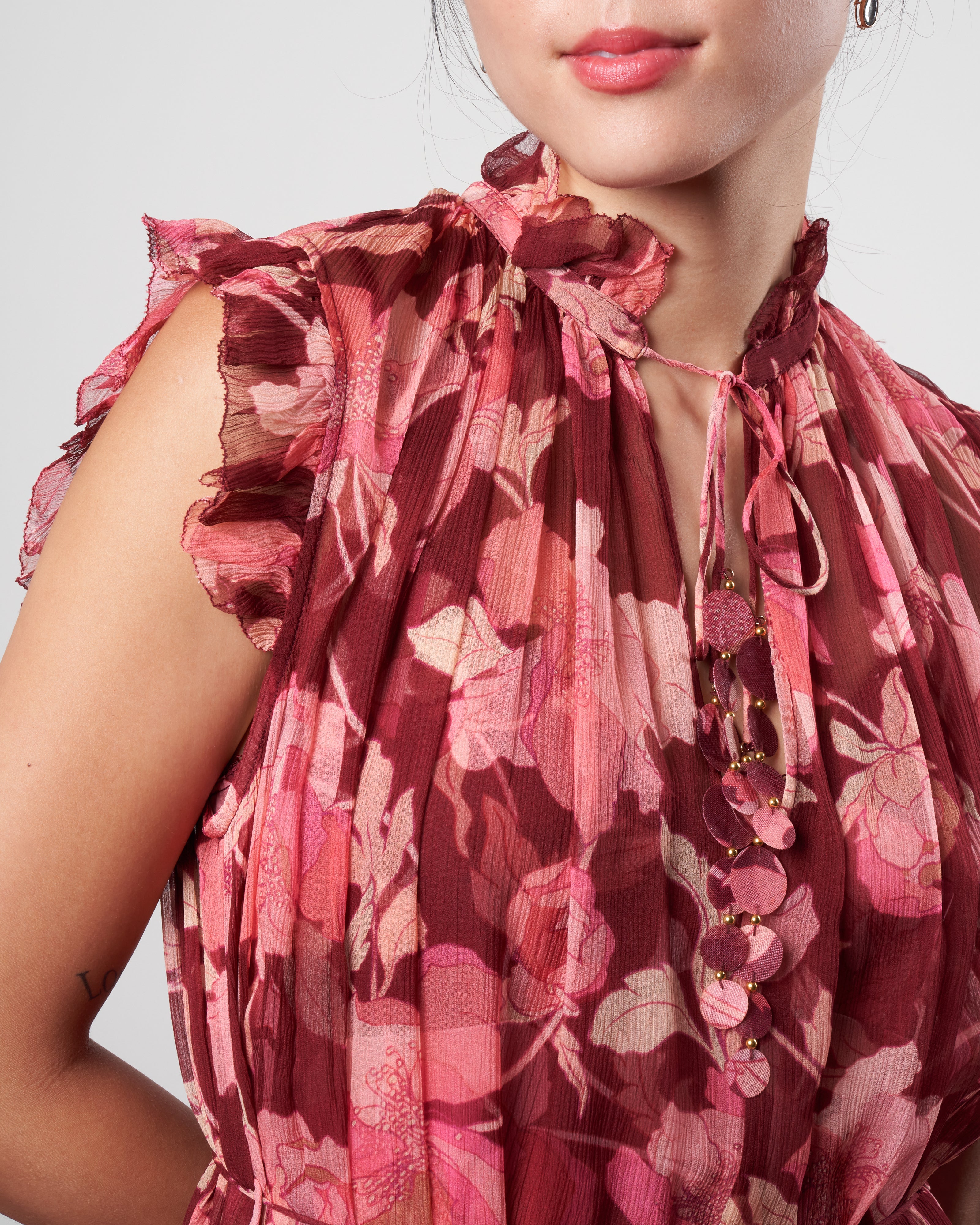 concert flutter dress - burgundy peonies concert flutter dress - burgundy peonies