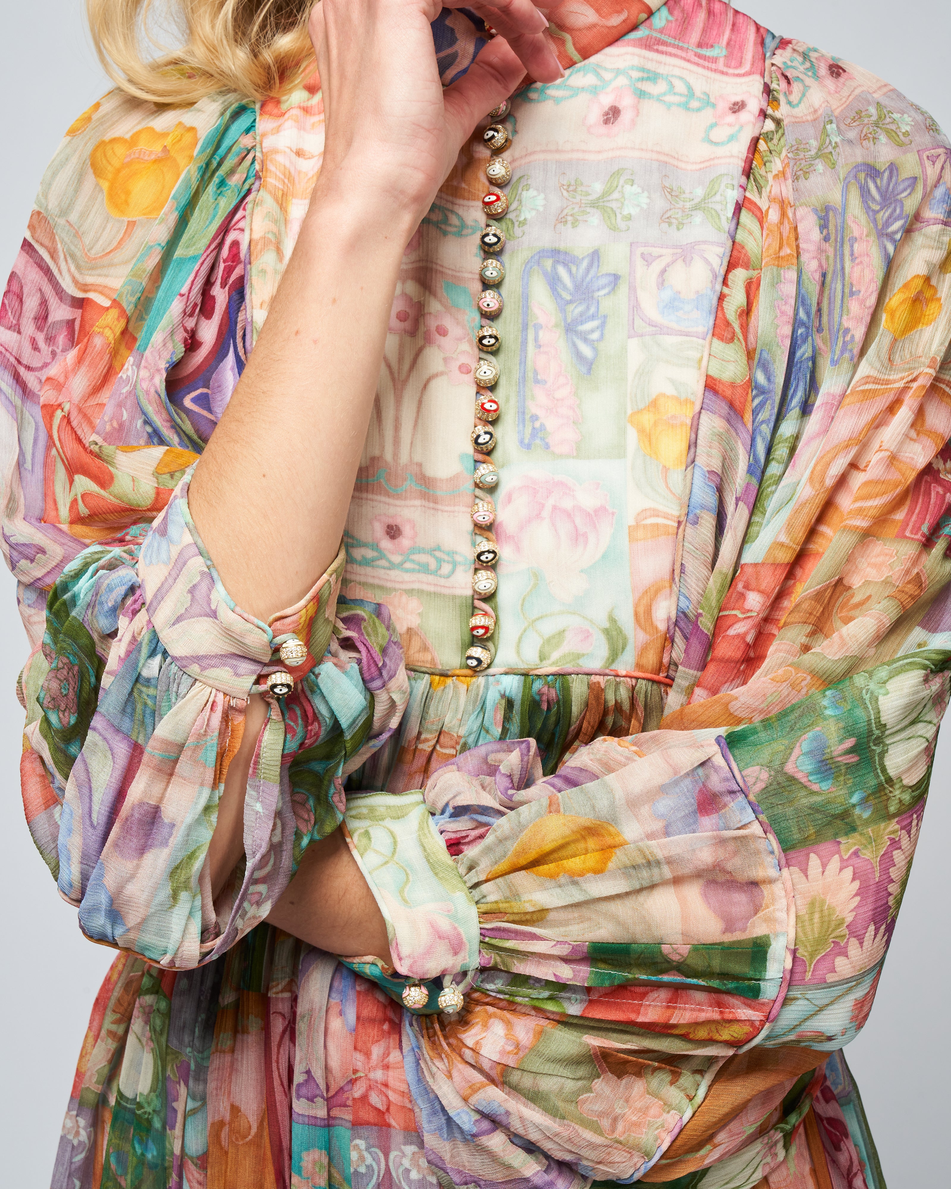 Zimmermann Cosmic Smock Mini Dress Floral Tile scarpa Zimmermann Cosmic Smock Mini Dress Floral Tile scarpa