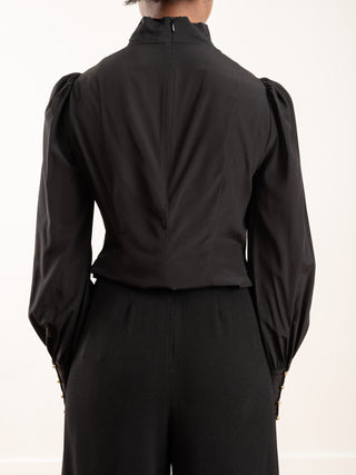 espionage cinched blouse - black