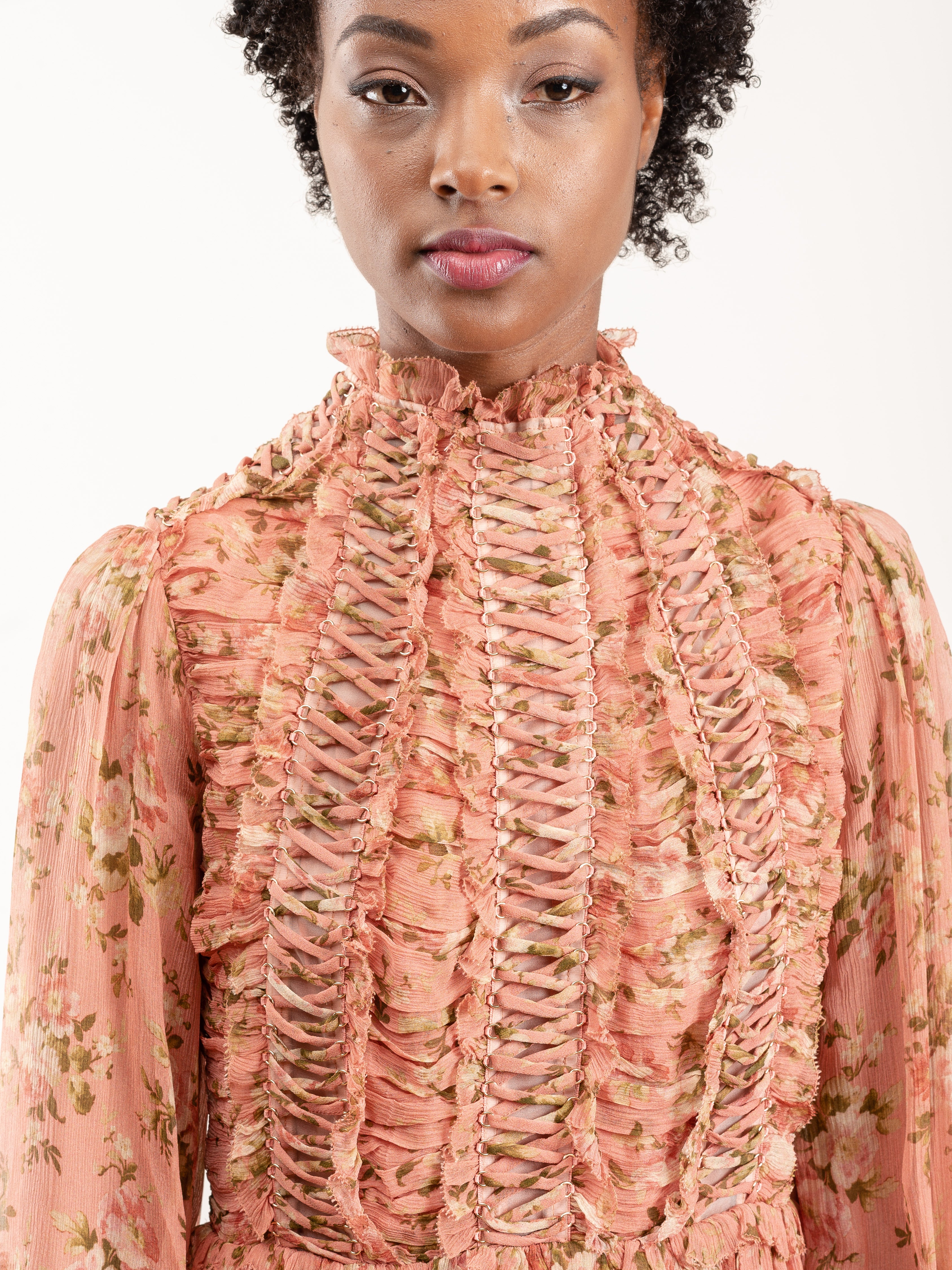 Zimmermann Espionage Laced Ring Dress Rosewood Floral Zimmermann Espionage Laced Ring Dress Rosewood Floral