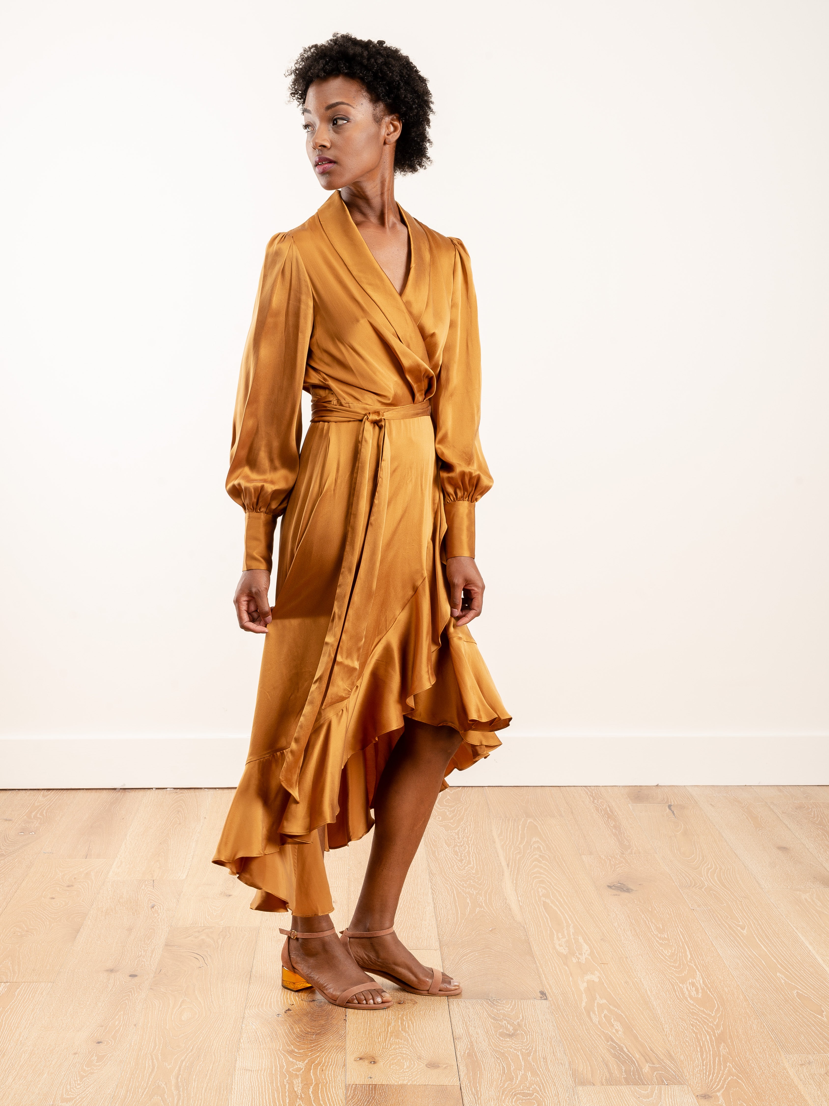 espionage silk wrap midi - broonze espionage silk wrap midi - broonze