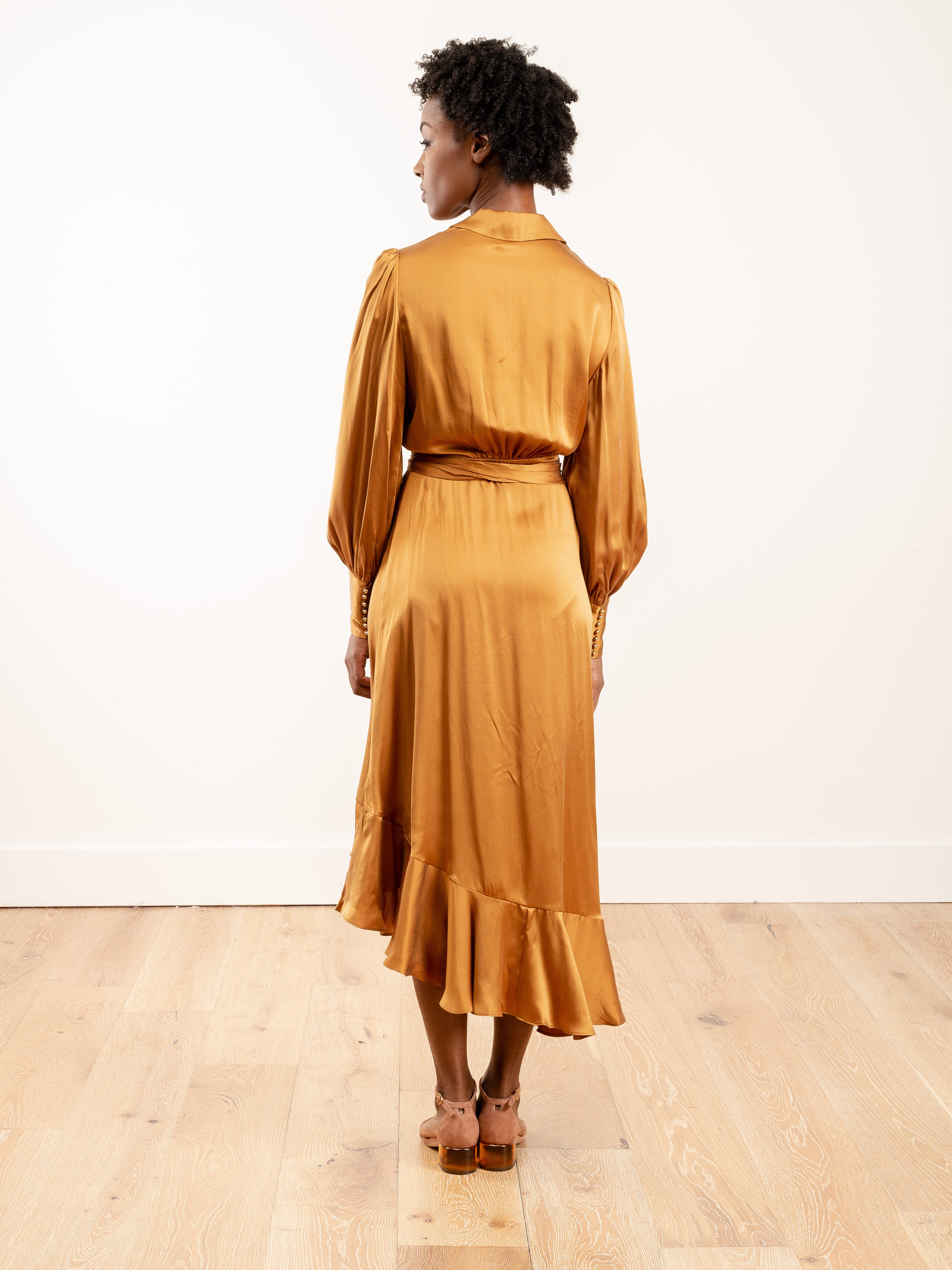 espionage silk wrap midi